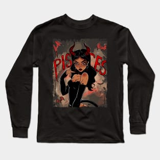 Pisces Badass Devil Girl Long Sleeve T-Shirt